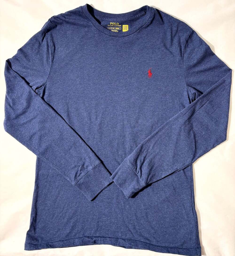 Polo Ralph Lauren Men's Crew Neck Long Sleeve Jersey T-Shirt in Navy Heather